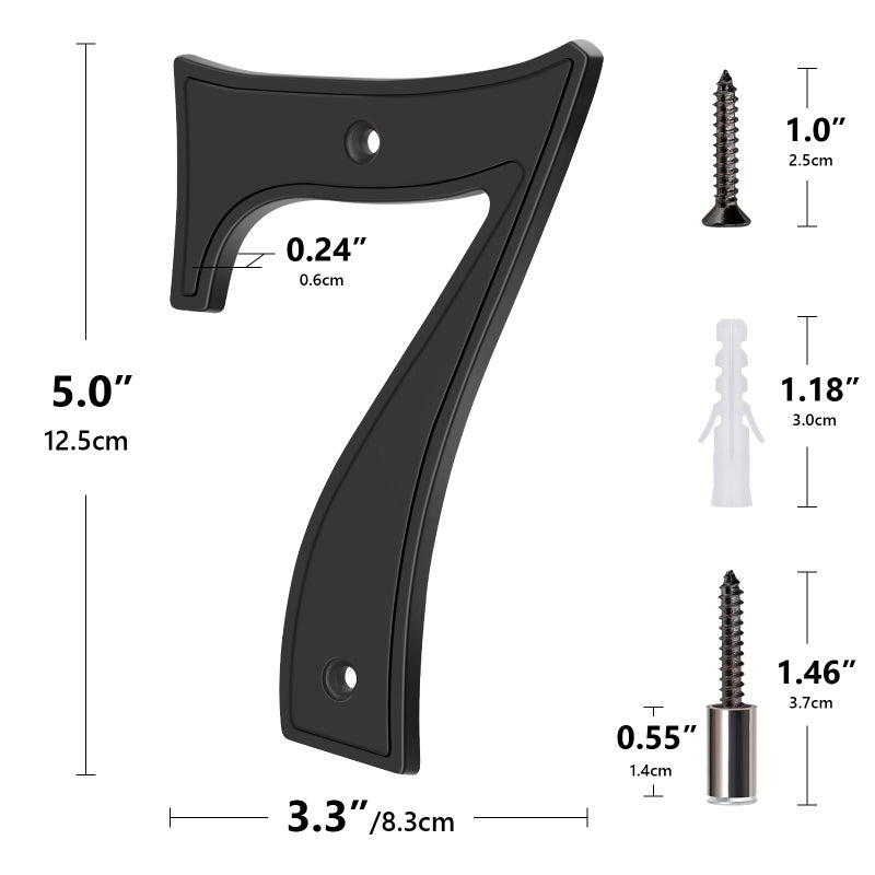 Emotionlite House Numbers 7  Emotionlite House Address Numbers  Black Large Modern House Numbers for Outside  Metal Mailbox Number  5"" Zinc Alloy Style - Image 5
